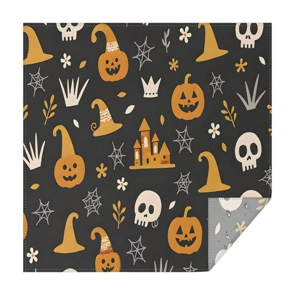 Happy Halloween Square Table Cloth Waterproof Spillproof Table Covers Evil Pumpkin Ghost Tablecloth for Dining Kitchen Restaurant Birthday (42x42in)