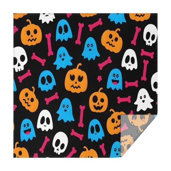 Happy Halloween Square Table Cloth Waterproof Spillproof Tablecolths Evil Pumpkin Ghost Table Cloths for Halloween Party Decoration (52x52 Inch)