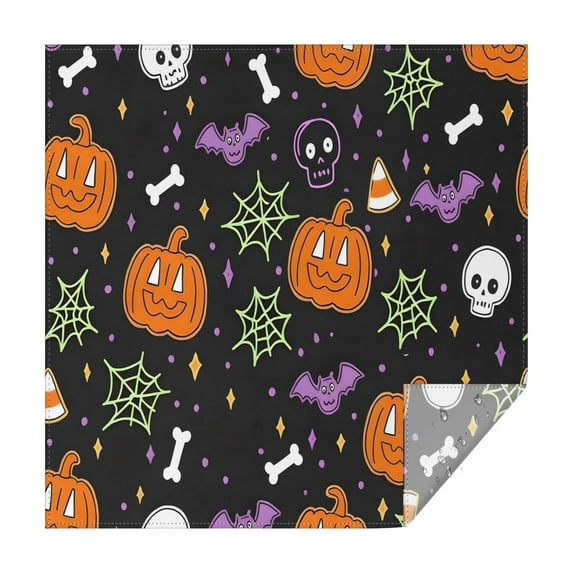 Happy Halloween Square Table Cloth Waterproof Spillproof Tablecolths Evil Pumpkin Ghost Table Cover for Dining Kitchen Restaurant Birthday (52x52 Inch)