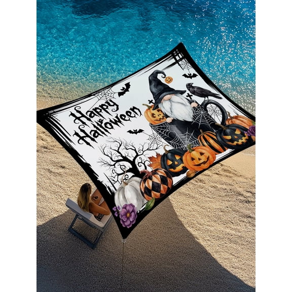 Happy Halloween Sun Shade Sail 12' x 16', Black Cobweb Witch Gnomes Spooky Pumpkin Rectangle Outdoor Sunshade Canopy, Waterproof UV Block Patio Covers for Garden Yard Beach