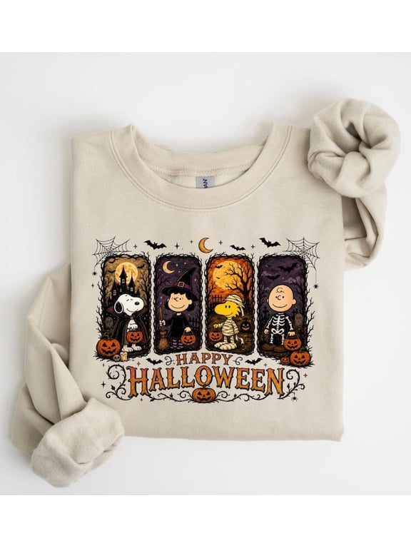 Happy Halloween Sweatshirt | Vintage Snoopy Fall Crewneck | Cute Witch Skeleton Graphic Shirt | Spooky Season Gift