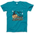 thumbnail image 1 of Happy Halloween T-Shirt, Cute Pumpkin Jack-O’-Lantern with Witch Hat Ghosts and Bats Graphic Tee, Fun Spooky Season Shirt, Fall Festival Outfit, 1 of 7