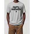 thumbnail image 1 of Happy Halloween T-Shirt Graphic Tee Spooky Top Cotton Short Sleeve Casual Shirt Gray S-3XL, 1 of 5