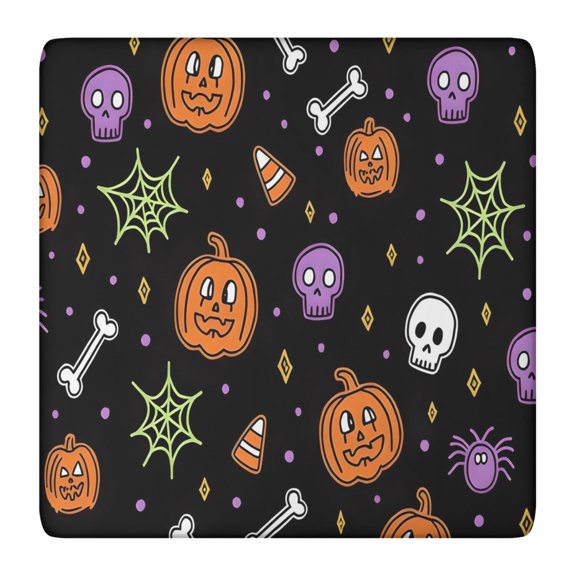 Happy Halloween Table Cloth with Elastic Edge Waterproof Spillproof Pumpkin Spooky Square Table Covers Tablecloth for Halloween Background Indoor and Outdoor Birthday (36x36in)