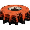 thumbnail image 1 of Happy Halloween Table Cloth, Pumpkin Spiders Ghosts Washable Polyester Round Tablecloth 60 inch for Kitchen Dinner Dining Room Indoor Outdoor Holiday Halloween Party Decoration, 1 of 7