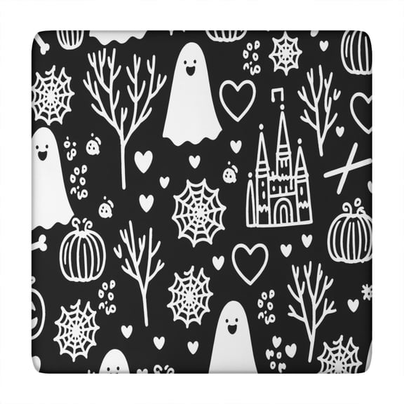 Happy Halloween Table Cover with Elastic Edge Wrinkle Resistant Washable Pumpkin Spooky Square Table Covers Tablecloth for Halloween Party Decorations Favors (34x34in)