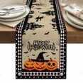 thumbnail image 1 of Happy Halloween Table Runner - 72 Inch Long, Kitchen Dining Table Runner Dresser Scarves, Spooky Pumpkins Horror Bat Brown Farmhouse Decor for Coffee Tables Wedding Party Banquet, 1 of 8