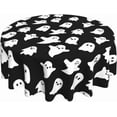 thumbnail image 1 of Happy Halloween Tablecloth 60 Inch Round White Ghost Decorative Tablecloths Washable Farmhouse Black Table Cloth Decorative for Picnic Party Holiday Home Indoor Outdoor, 1 of 6