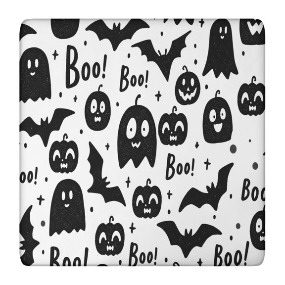 Happy Halloween Tablecloth with Elastic Edge Waterproof Spillproof Pumpkin Skull Bat Spider Square Table Covers Table Cloths for Halloween Background Indoor and Outdoor Birthday (36x36in)