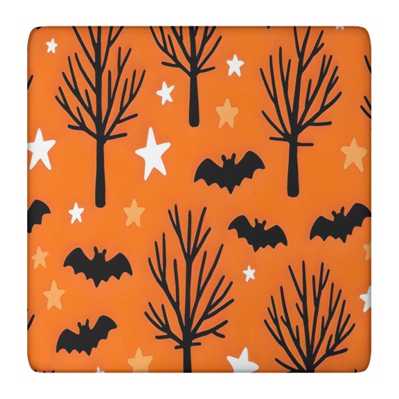 Happy Halloween Tablecloth with Elastic Edge Wrinkle Resistant Washable Evil Pumpkin Ghost Square Tablecolths Table Cover for Halloween Birthday Wedding Graduation (36x36in)