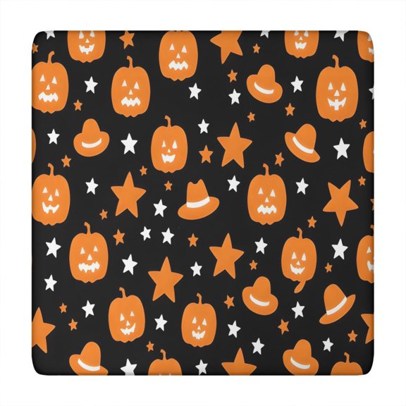 Happy Halloween Tablecloth with Elastic Edge Wrinkle Resistant Washable Horror Pumpkin Ghost Square Tablecolths Tablecloth for Halloween Birthday Wedding Graduation (34x34in)