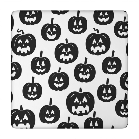 Happy Halloween Tablecloth with Elastic Edge Wrinkle Resistant Washable Pumpkin Spooky Square Table Covers Tablecloth for Halloween Birthday Wedding Graduation (34x34in)