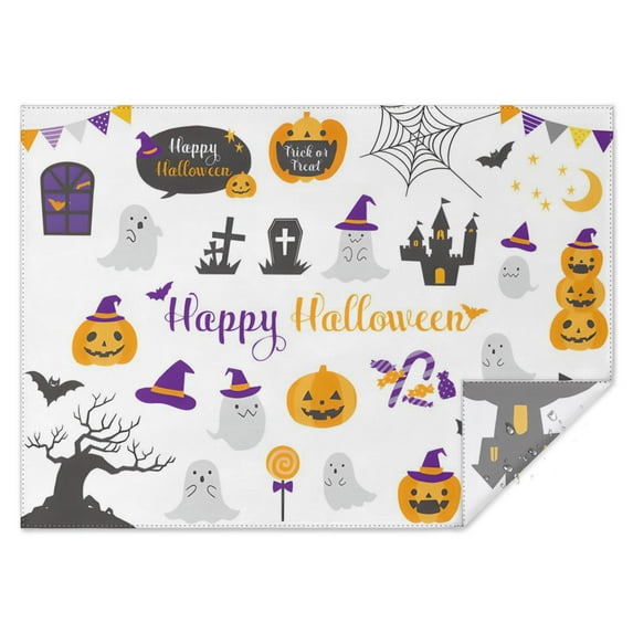 Happy Halloween Tablecloth Wrinkle Resistant Washable Tablecolths Table Covers Evil Pumpkin Ghost Rectangle Tablecloth for Halloween Birthday Wedding Graduation