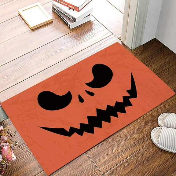 Happy Halloween Theme Wicked Pumpkin OrangeBathroom Shower Mat Doormat Non Slip,Floor Rug Absorbent Carpets Floor Mat Home Decor for Kitchen Bedroom Rug-16x24inch