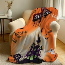 Happy Halloween Throw Blanket Cute Pumpkins Spooky Lightweight Cozy Flannel Blanket for Halloween Decorations Blanket for Bed Sofa Couch Blanket 100*130