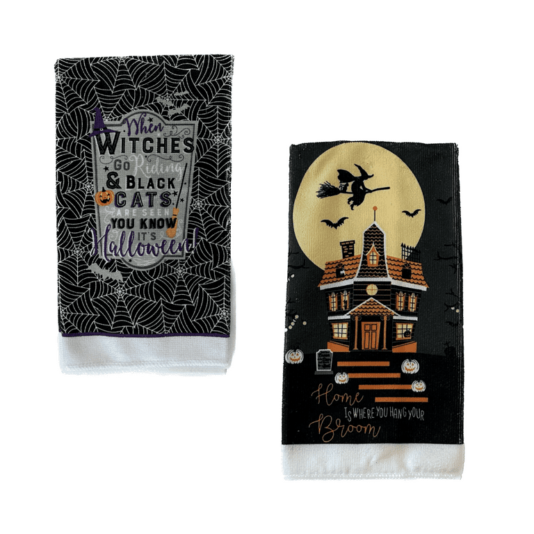 Decor Flour Kitchen Towels Black Bat Halloween Cleaning Supplies