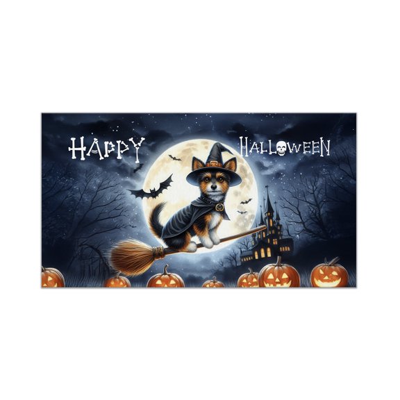 Happy Halloween Toy Fox Terrier Witch Pumpkins Bats Doormat Dog Lover Indoor Outdoor Welcome Mat - 13012