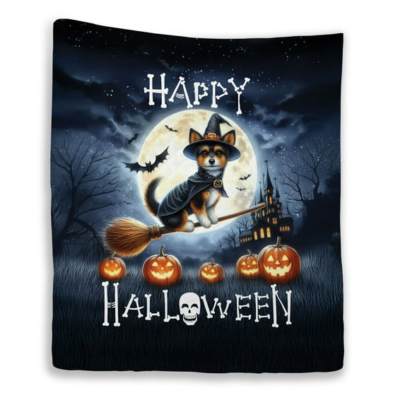 Happy Halloween Toy Fox Terrier Witch Pumpkins Bats Quilt Blanket Dog Lover Cozy Comforter Throw Blanket - 13012