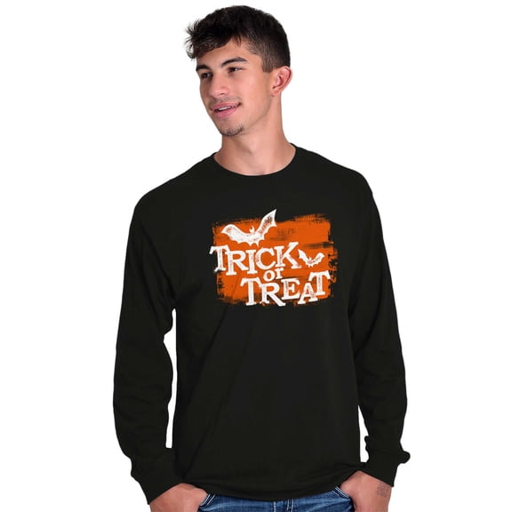 Happy Halloween Trick or Treat Bats Long Sleeve TShirt Men Women Brisco Brands S