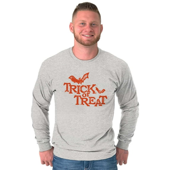 Happy Halloween Trick or Treat Bats Long Sleeve TShirt Men Women Brisco Brands X