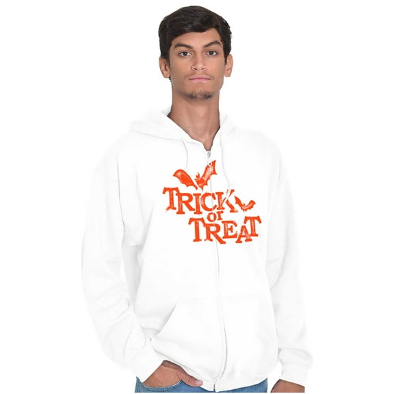 Happy Halloween Trick or Treat Bats Zip Up Hoodie Men's Women's Brisco Brands L