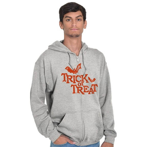 Happy Halloween Trick or Treat Bats Zip Up Hoodie Men's Women's Brisco Brands M
