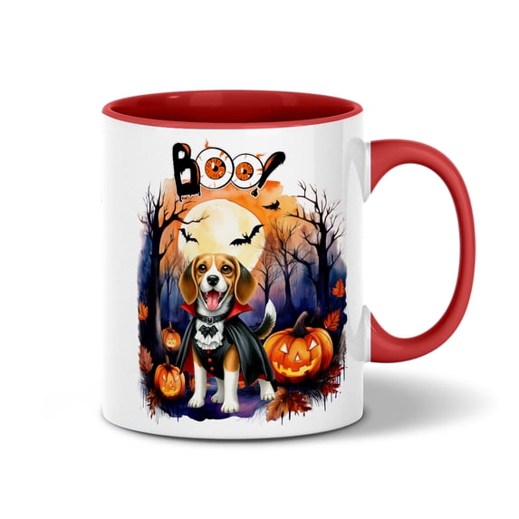 Happy Halloween Vampire Beagle BOO with Pumpkins Fun and Spooky 11oz Accent Two-tone Mug Beagles Dog Lover Gifts Idea Coffee Tea Cup - 00018