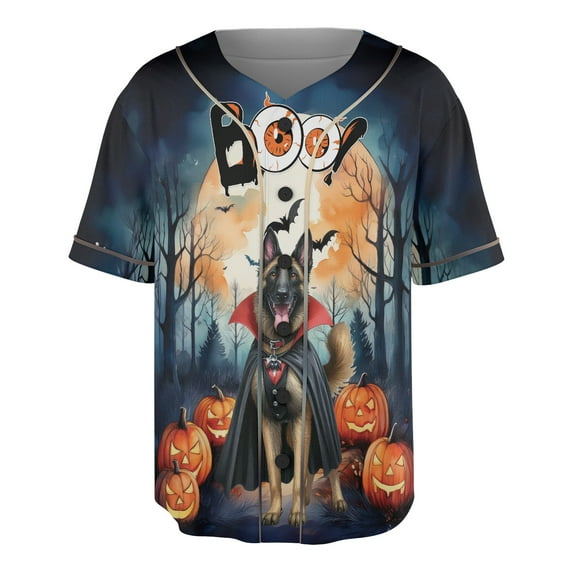 Happy Halloween Vampire Belgian Malinois BOO with Pumpkins Fun and Spooky All Over Print 3D Baseball Shirt Sheepdog Dog Lover Gifts Softball Sport - 00018