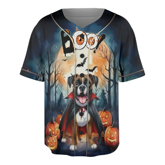 Happy Halloween Vampire Boxer BOO with Pumpkins Fun and Spooky All Over Print 3D Baseball Shirt Boxers Dog Lover Gifts Idea Softball Sport - 00018