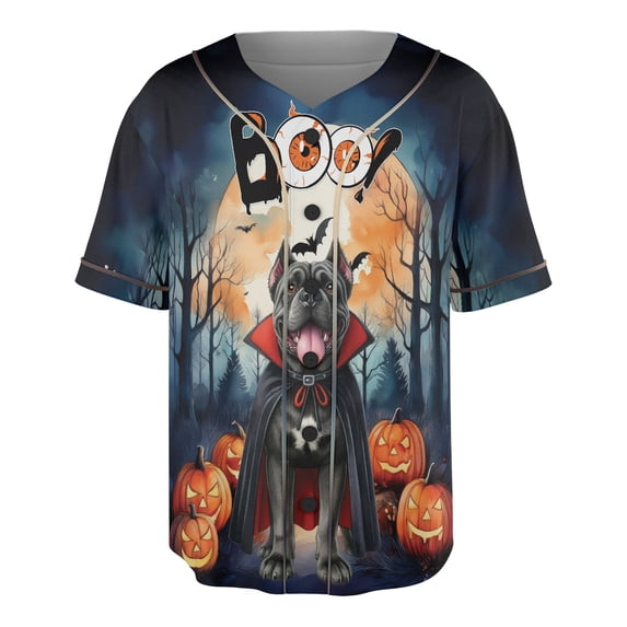 Happy Halloween Vampire Cane Corso BOO with Pumpkins Fun and Spooky All Over Print 3D Baseball Shirt Italian Mastiff Dog Lover Gifts Idea Softball Sport - 00018