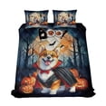 thumbnail image 1 of Happy Halloween Vampire Corgi BOO with Pumpkins Fun and Spooky Quilt Bedding Set Welsh Corgi Dog Lover Gifts Idea 1 Blanket Bed Cover 2 Pillowcases - 00018, 1 of 5