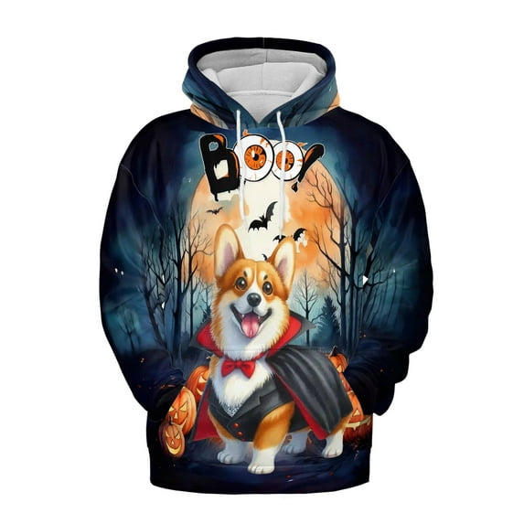 Happy Halloween Vampire Corgi BOO with Pumpkins Fun and Spooky All Over Print 3D Hoodie Unisex Merch Hoodies Welsh Corgi Dog Lover Gifts Idea - 00018