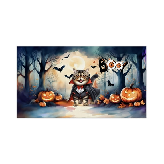 Happy Halloween Vampire Exotic Shorthair BOO with Pumpkins Fun and Spooky Doormat Cat Lover Kitten Owner Gifts Indoor Outdoor Welcome Mat - 00018