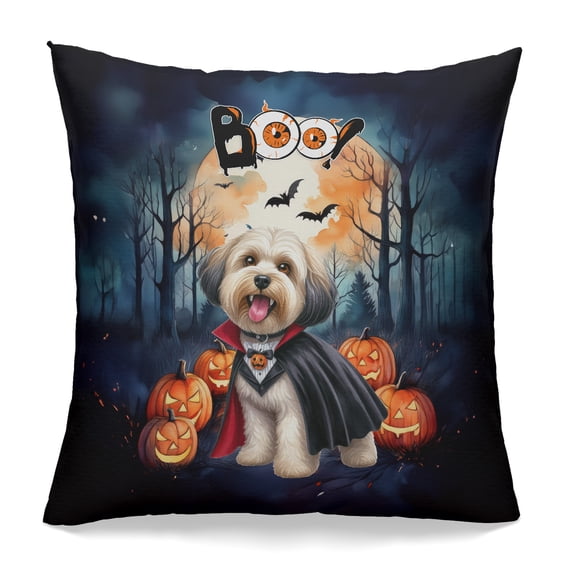 Happy Halloween Vampire Havanese BOO with Pumpkins Fun and Spooky Pillowcase Double Sided Havanese Dog Lover Gifts Idea Pillow Case Covers - 00018