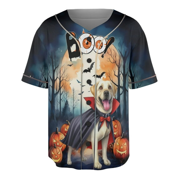 Happy Halloween Vampire Labrador Retriever BOO with Pumpkins Fun and Spooky All Over Print 3D Baseball Shirt Lab Dog Lover Gifts Softball Sport - 00018