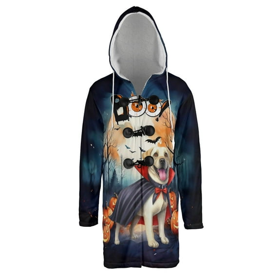 Happy Halloween Vampire Labrador Retriever BOO with Pumpkins Fun and Spooky All Over Print 3D Hooded Duffle Toggle Coat Lab Dog Lover Gifts - 00018
