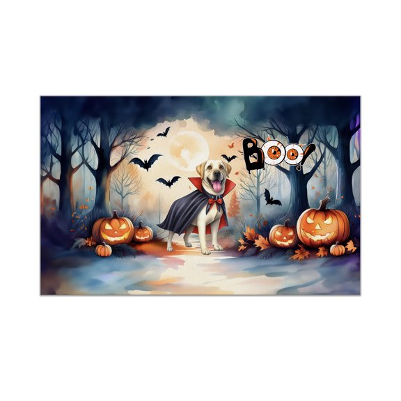 Happy Halloween Vampire Labrador Retriever BOO with Pumpkins Fun and Spooky Doormat Lab Dog Lover Gifts Indoor Outdoor Welcome Mat - 00018