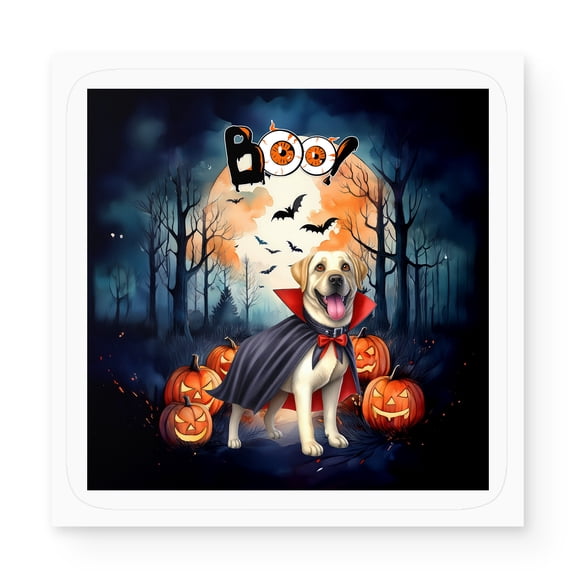 Happy Halloween Vampire Labrador Retriever BOO with Pumpkins Fun and Spooky Vinyl Sticker Lab Dog Lover Gifts Waterproof Decal Art Decor - 00018