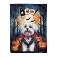 thumbnail image 1 of Happy Halloween Vampire Maltese BOO with Pumpkins Fun and Spooky Cozy Fleece Blanket Maltese Dog Lover Gifts Idea Warm Soft Throw Blanket - 00018, 1 of 5