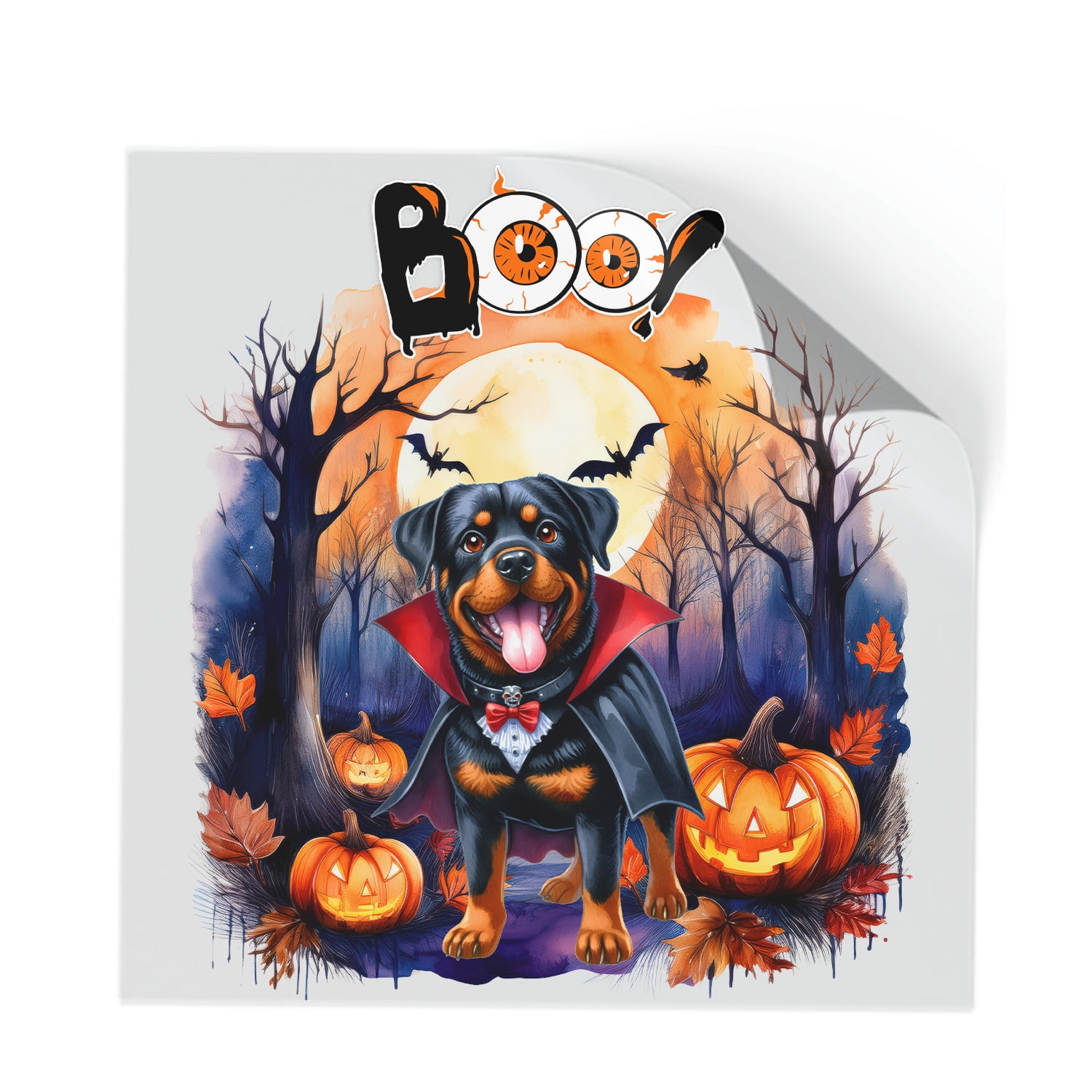 Happy Halloween Vampire Rottweiler BOO with Pumpkins Fun and Spooky ...