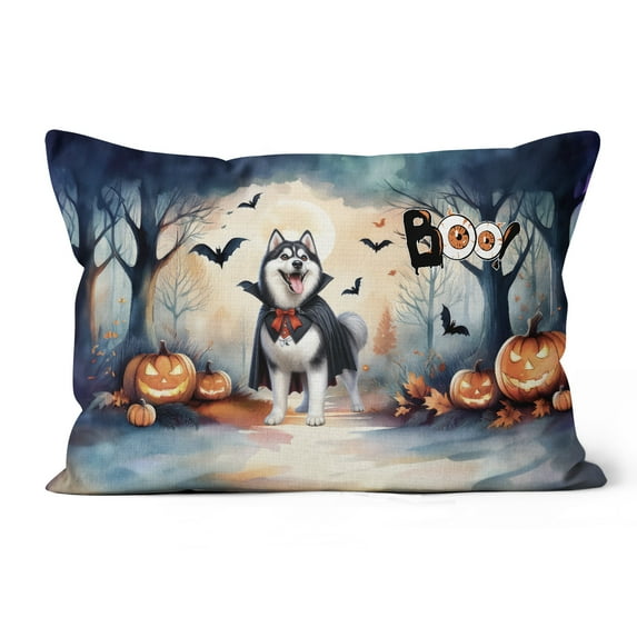 Happy Halloween Vampire Siberian Husky BOO with Pumpkins Fun and Spooky Pillow Cushion Double Sided Husky Dog Lover Gifts Throw Pillow - 00018