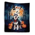 thumbnail image 1 of Happy Halloween Vampire Siberian Husky BOO with Pumpkins Fun and Spooky Quilt Blanket Husky Dog Lover Gifts Cozy Comforter Throw Blanket - 00018, 1 of 5