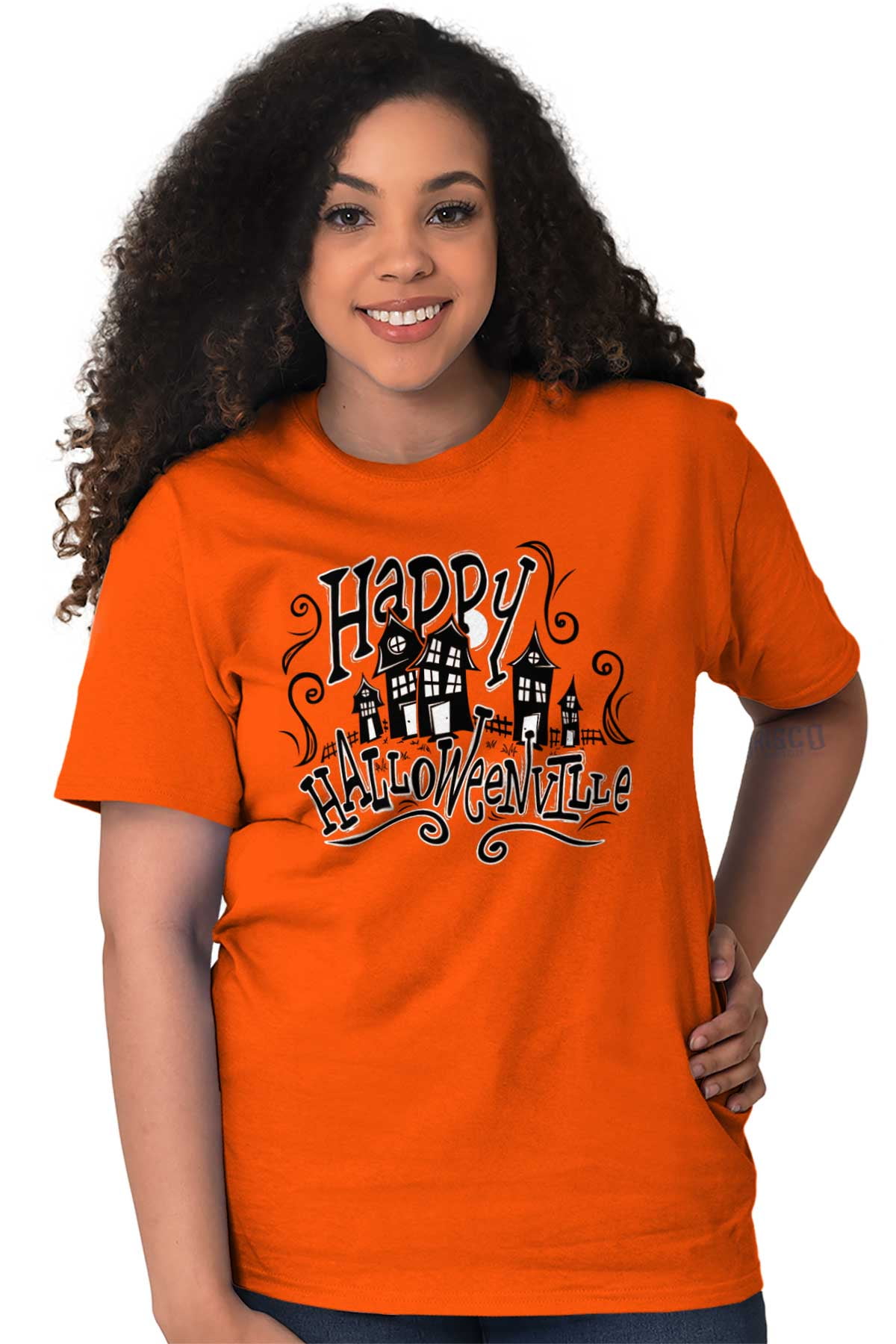 Happy Halloween Ville Haunted Houses Women's Plus Size Graphic Tee ...