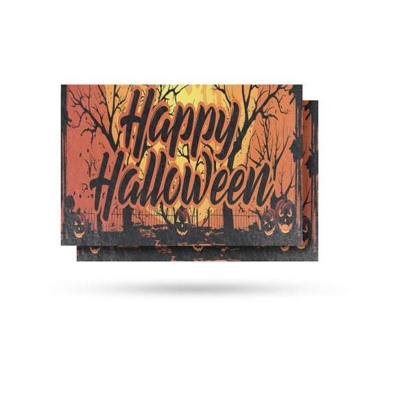Happy Halloween Vinyl Decal 2 Pack of 24 Inch x 36 Inch Weatherproof Heavy-Duty Adhesive Backing | Seasonal Decor, Festive Signage, Durable Material | Made in USA
