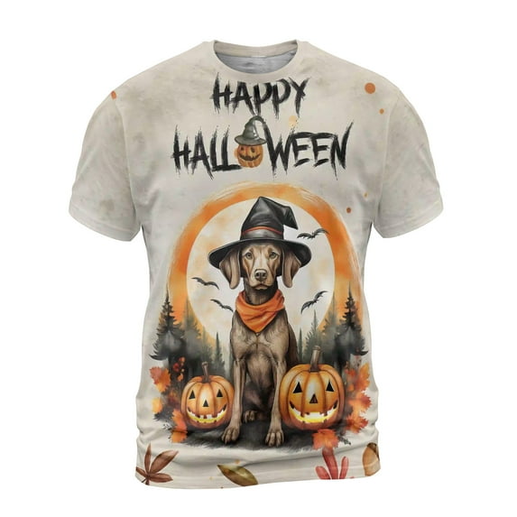 Happy Halloween Vizsla Witches Hat Pumpkin Carving All Over Print 3D Shirt Unisex Merch Vizslas Dog Lover Gifts Idea - 02019