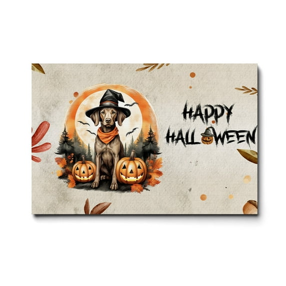 Happy Halloween Vizsla Witches Hat Pumpkin Carving Horizontal Matte Canvas Poster Vizslas Dog Lover Gifts Idea Wall Art Home Decor - 02019