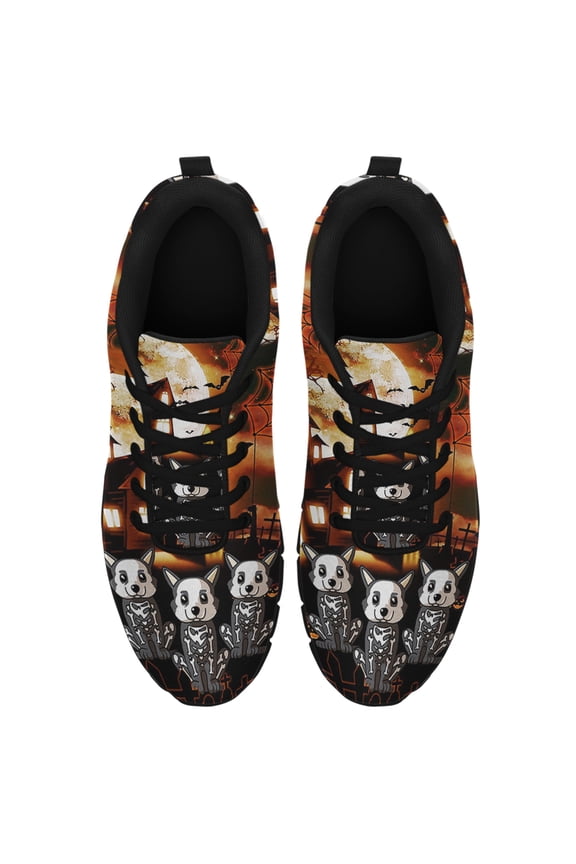 Happy Halloween Welsh Corgi Costume Running Shoes Sneakers Mesh Black Size 12