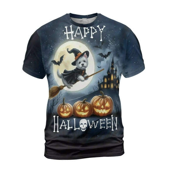 Happy Halloween West Highland White Terrier Witch Pumpkins Bats All Over Print 3D Shirt Unisex Merch Westie Westy Dog Lover - 13012