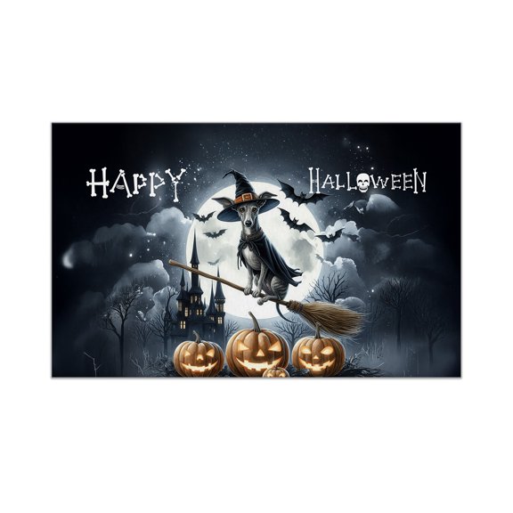 Happy Halloween Whippet Witch Pumpkins Bats Doormat Dog Lover Indoor Outdoor Welcome Mat - 13012