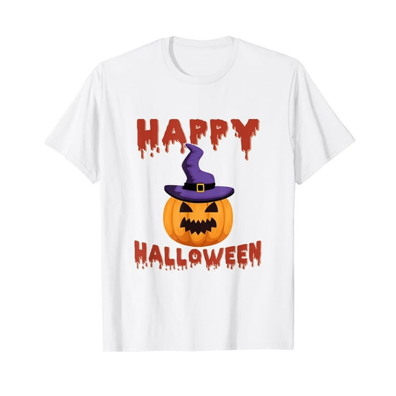 Happy Halloween White T-Shirt Cotton Tee